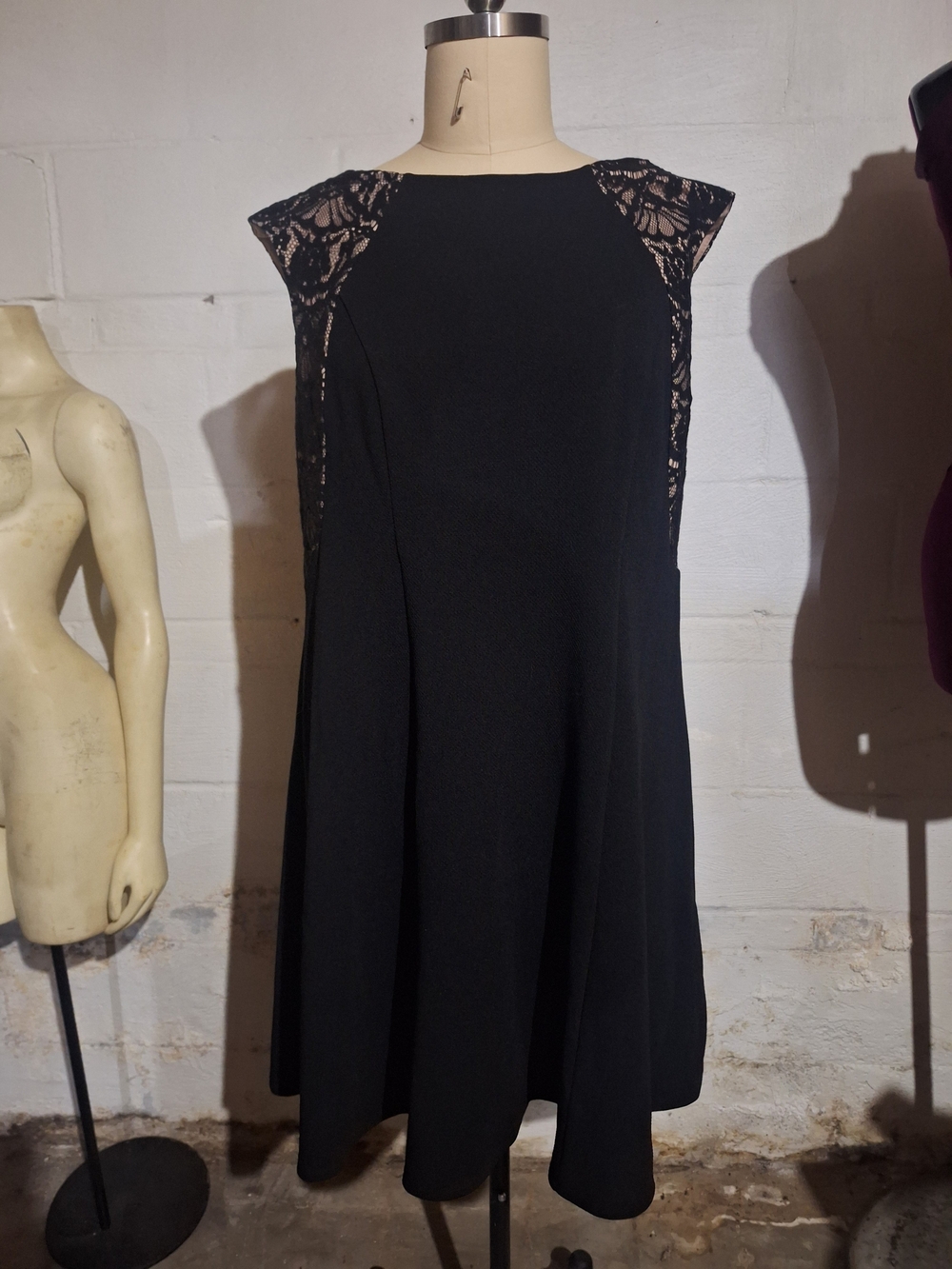 dressbarn Black Lace-Shoulder Mini Dress